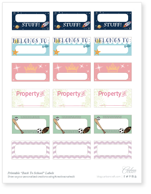 Back to school printable labels