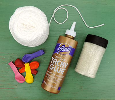 DIY glitter snowball supplies