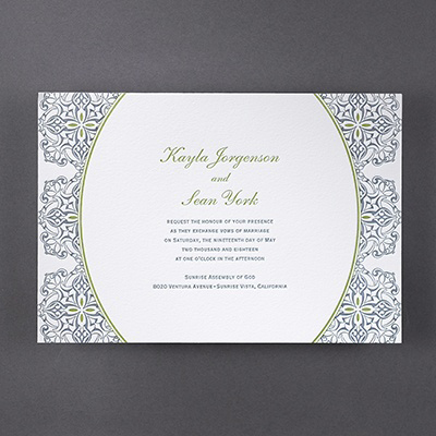 Fancy Filigree letterpress wedding invitation