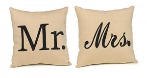 Mr. and Mrs. throw pillows are great for wedding decorations or gift for a bridal couple