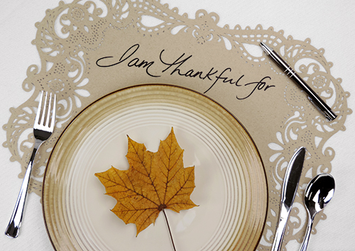 Use placemats as a way for family to tell you what they're thankful for