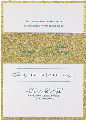 Be Dazzled gold glitter wedding invitation