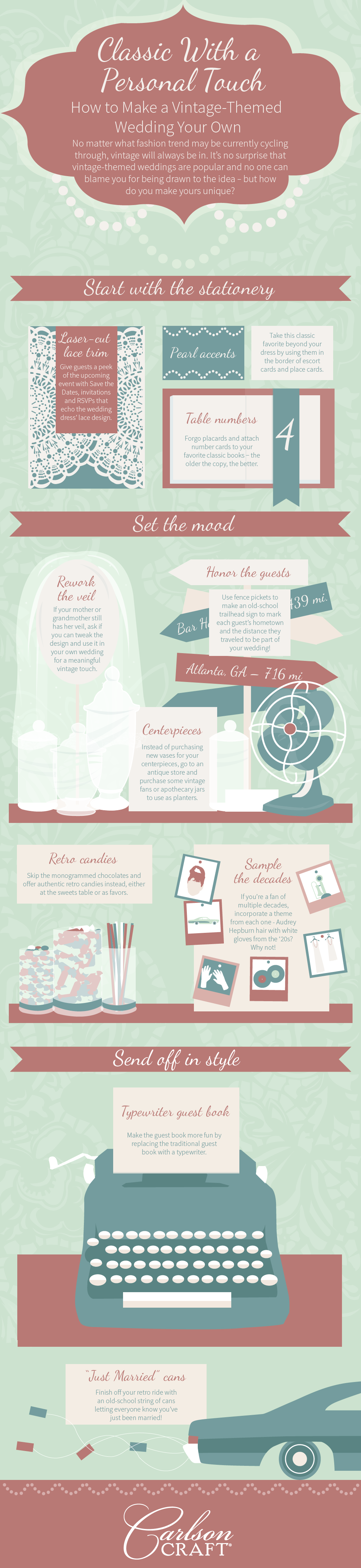 Looking to the past as your step into your future together? Then a vintage wedding is for you. Check out these tips and make your vintage wedding personal and unique.