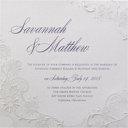 Lacy Shimmer invitation