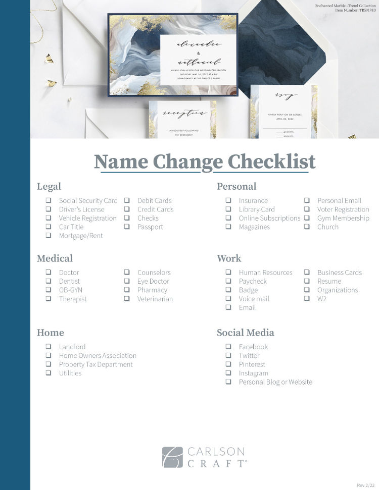 Divorce Name Change Checklist Printable Prntbl 