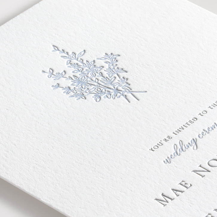 Letterpress Wedding Invitation with delicate floral design