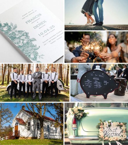 Collage of images telling a story about Americana-inspired weddings