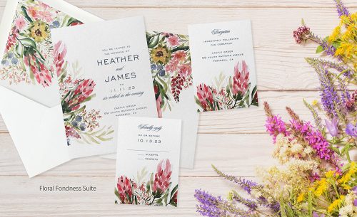 Floral Fondness invitation, enclose cards and envelope liner