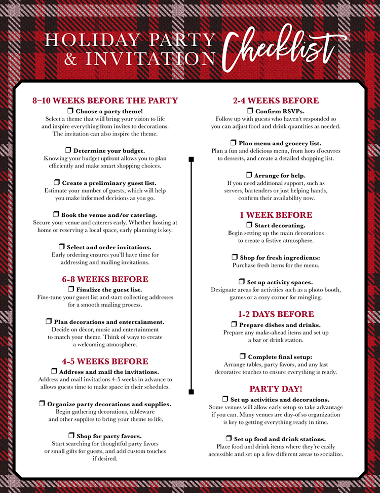 Holiday Party Invitation Checklist